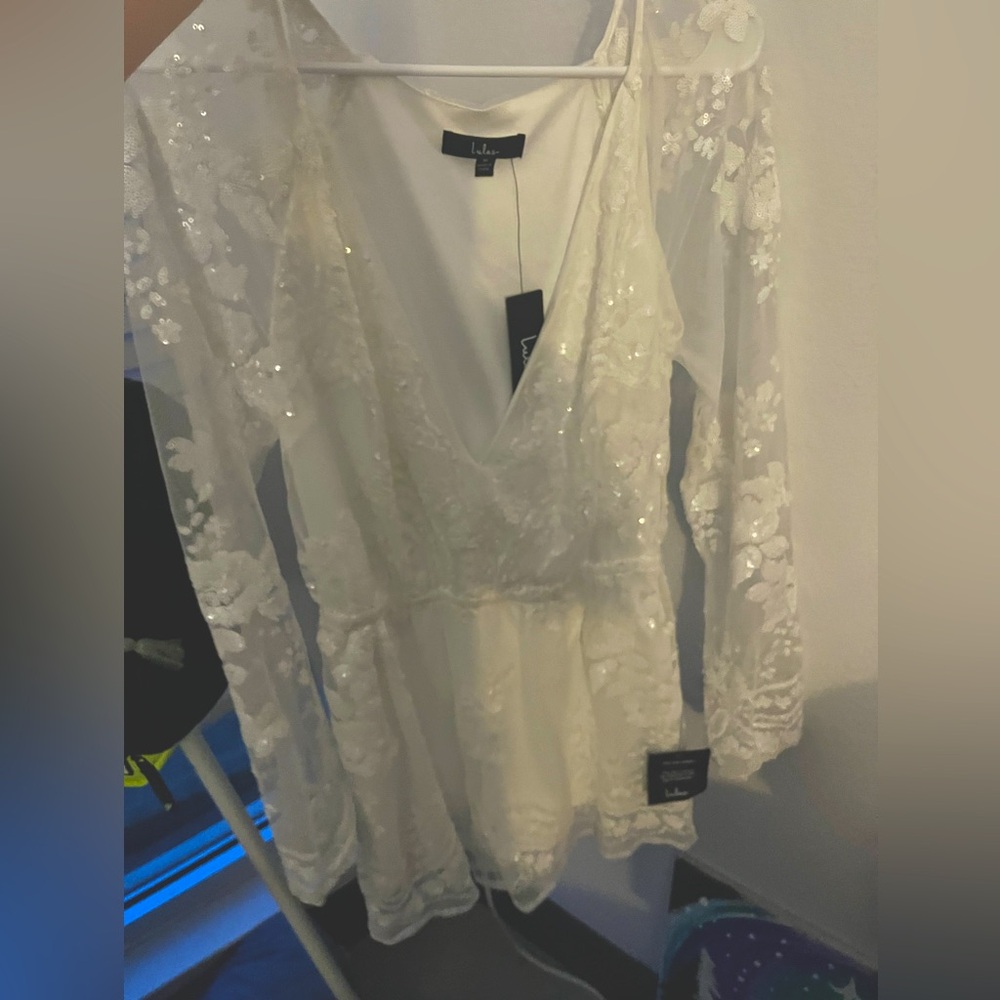 Celebrating Forever White Long-Sleeved Romper size M